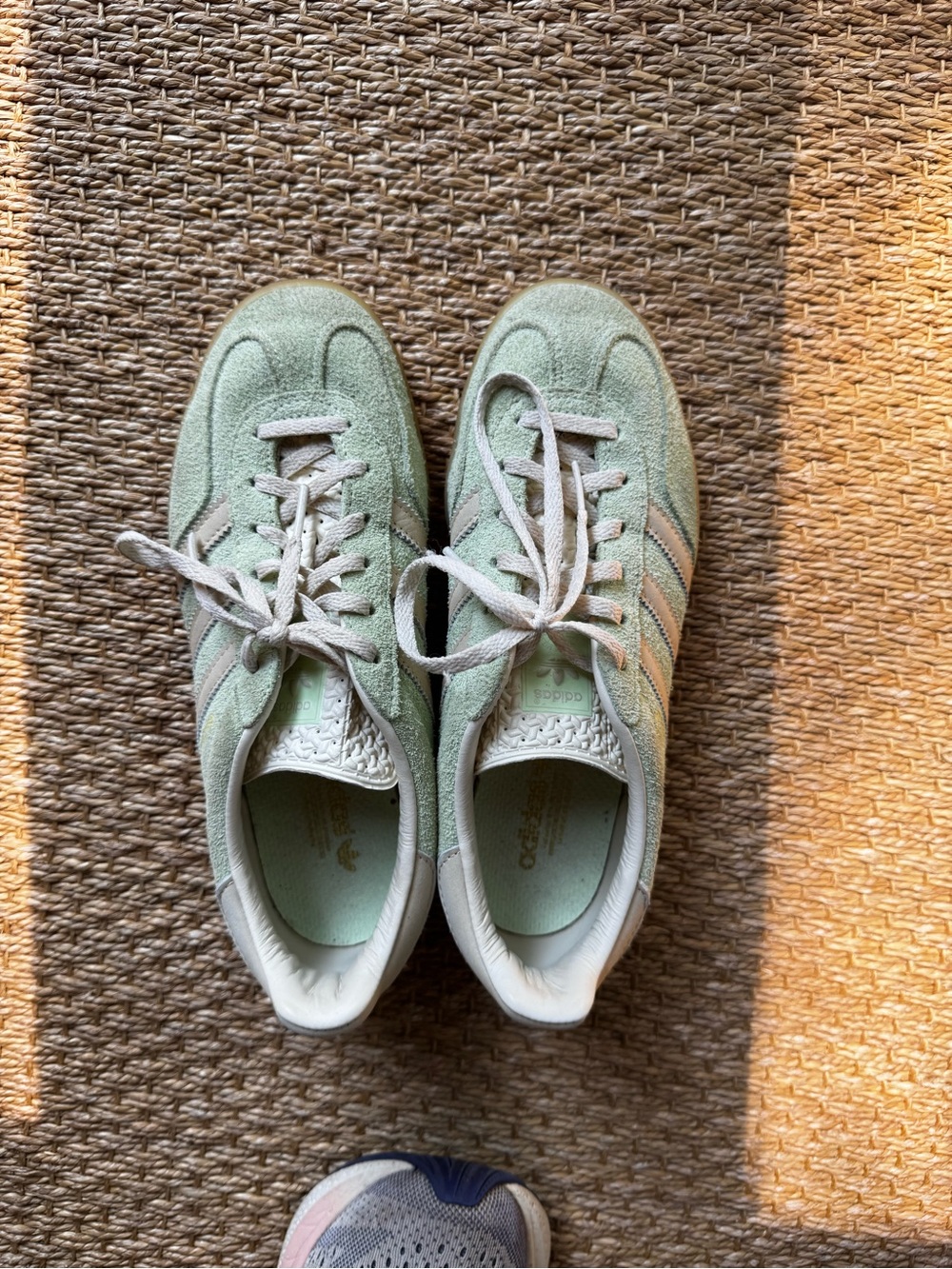 Adidas Women’s Gazelle Mint Green Suede Sneakers gum sole- Classic Three Stripes
